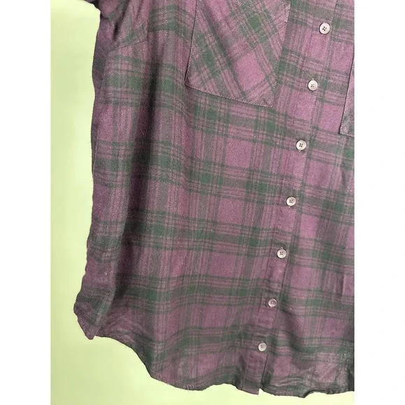 Torrid Purple Black Plaid Button Front Shirt Lattice Shoulder Top Plus Size 1 1X - Picture 6 of 9